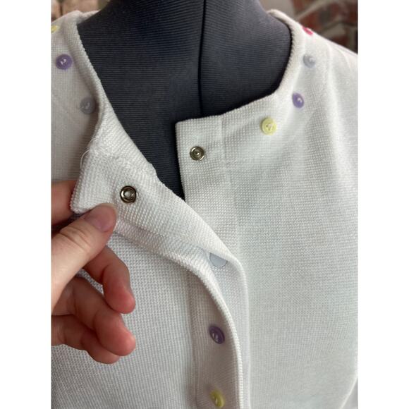 cardigan sweater pastel button detail white pink purple yellow - Picture 8 of 10